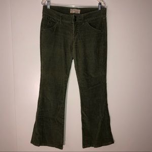 Low Rise Olive Green Corduroy Pants